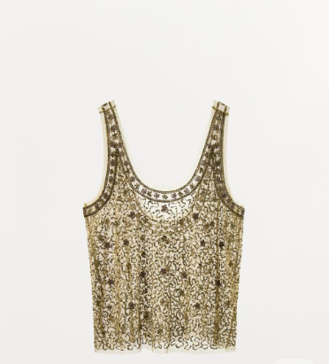 Top dorado brillante